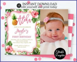 1st Birthday Luau Invitations