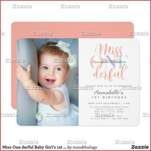 1st Birthday Photo Invitation Girl