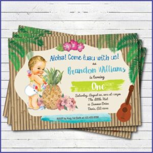 Baby First Birthday Luau Invitations