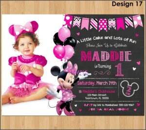 Baby Minnie Mouse 1st Birthday Invitations