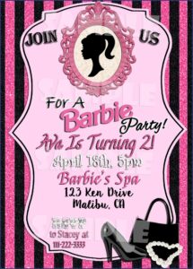 Barbie Girl Birthday Invitations