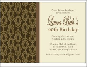 Birthday Dinner Invitation Wording Template