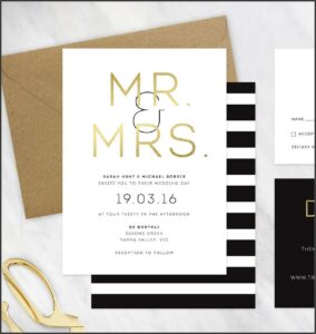 Black White And Gold Wedding Invitations