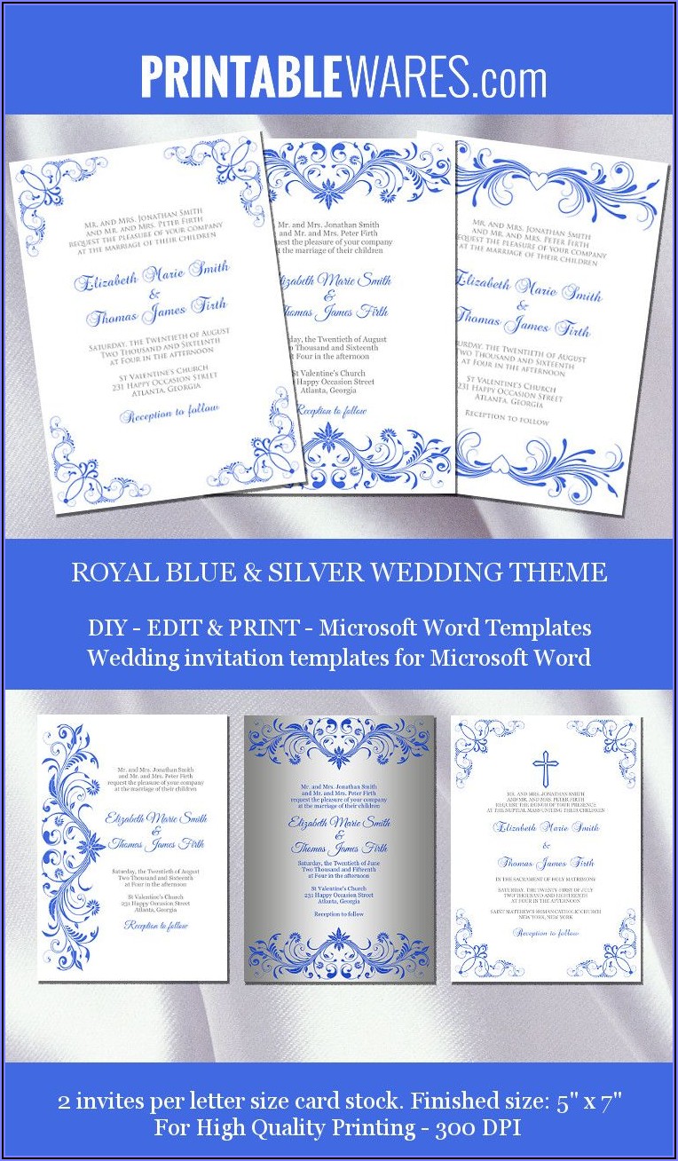 Blue Wedding Invitations Templates
