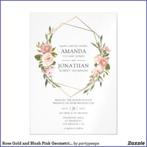 Blush Pink And Rose Gold Wedding Invitations