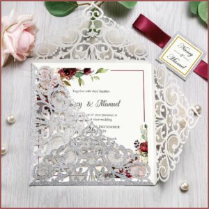 Burgundy And Navy Blue Wedding Invitations