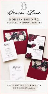 Burgundy Black And Gold Wedding Invitations
