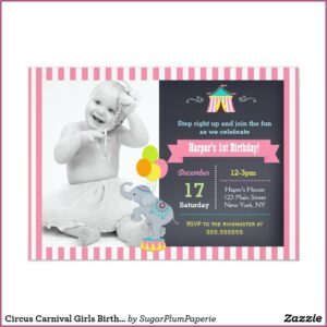 Carnival 1st Birthday Invitations