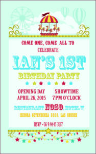 Circus 1st Birthday Invitations
