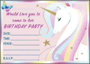 Create Unicorn Birthday Invitation Card Online Free