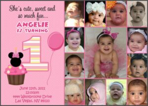 Custom Minnie Mouse 1st Birthday Invitation
