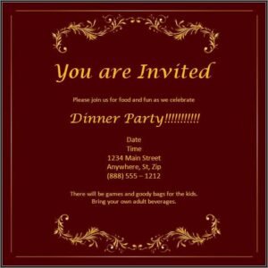 Dinner Invitation Template Word Free