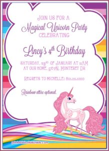 Downloadable Free Unicorn Invitation Template