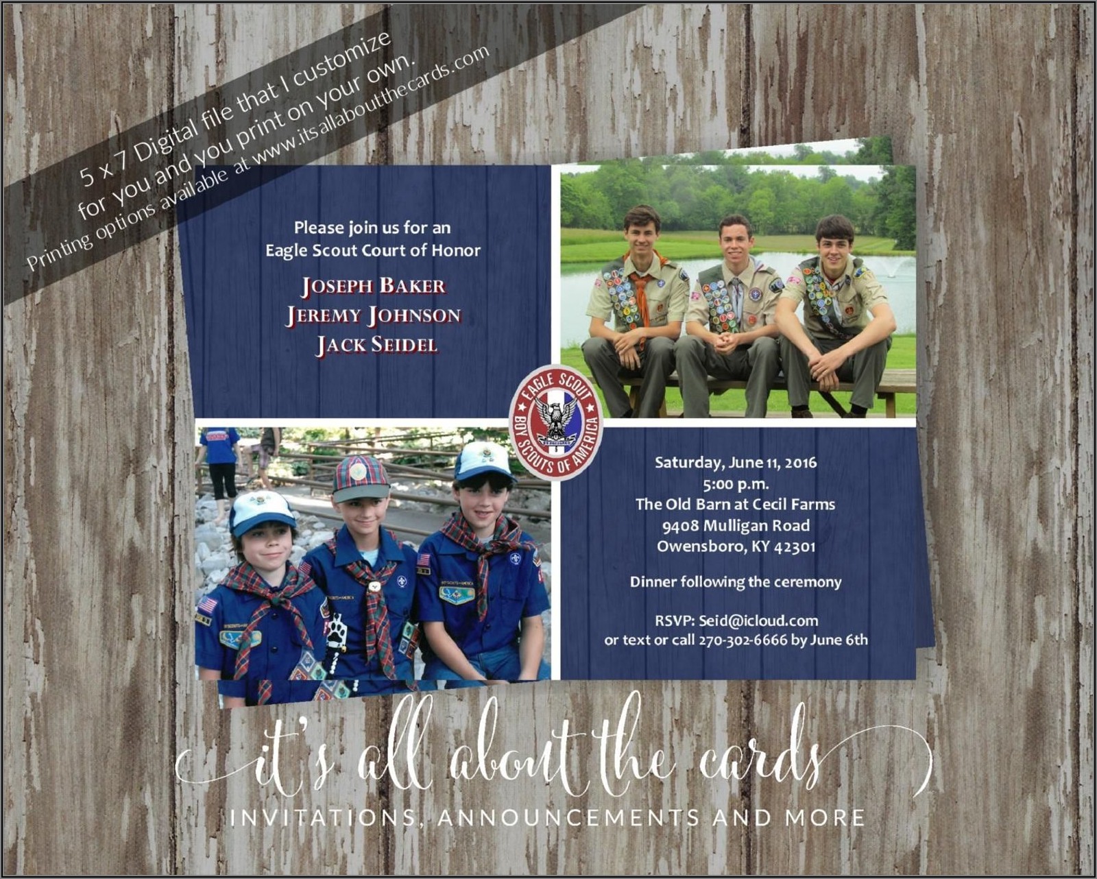 Eagle Scout Court Of Honor Photo Invitations