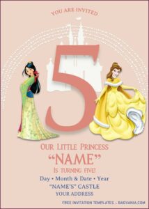 Editable Disney Princess Birthday Invitations