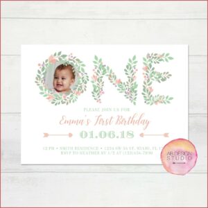 Etsy Baby Girl First Birthday Invitations