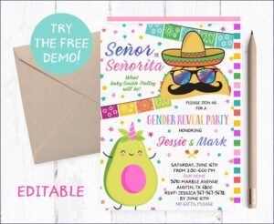 Fiesta Gender Reveal Invitation Template