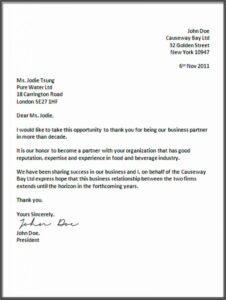 Formal Dinner Invitation Letter Sample