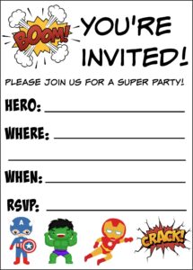 Free Printable Avengers Birthday Invitations