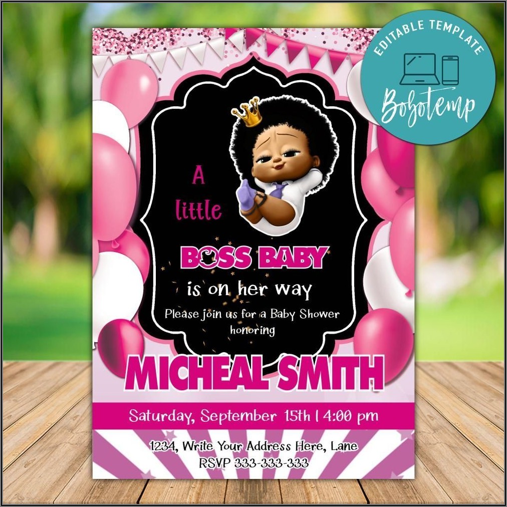 Free Printable Boss Baby Girl Invitations