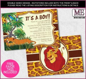 Free Printable Lion King Baby Shower Invitations