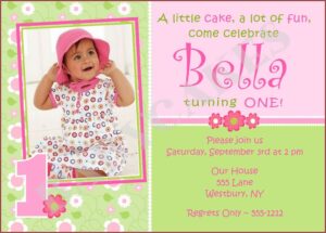 Girl Baby 1st Birthday Invitation