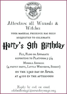 Harry Potter Party Invitation Template Free