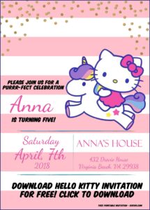 Hello Kitty Birthday Invitation Card Template Free