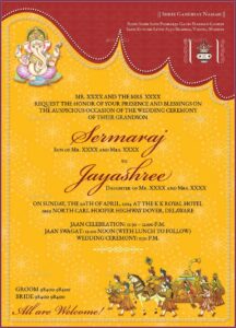 Hindu Wedding Invitation Card Format In English Editable