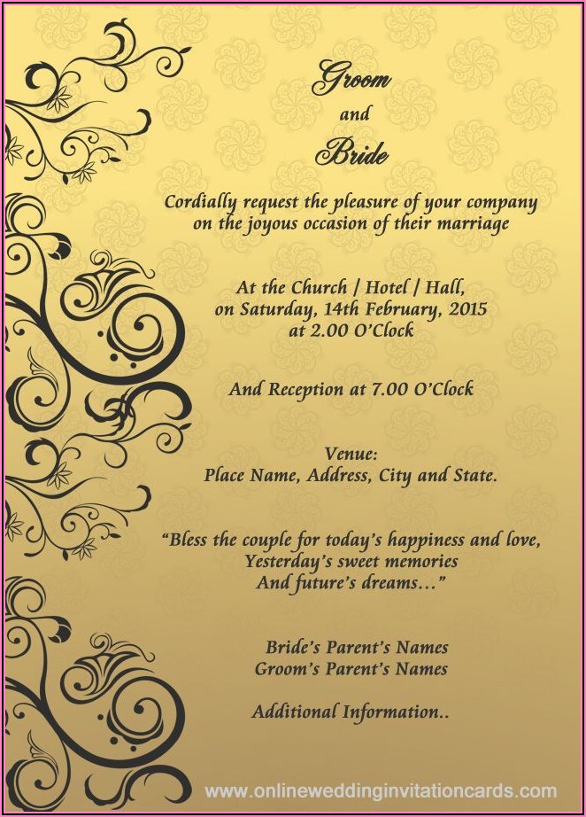 Hindu Wedding Invitation Card Format