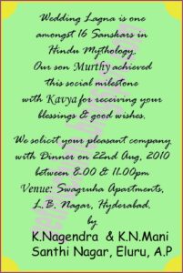 Hindu Wedding Invitation Matter In English