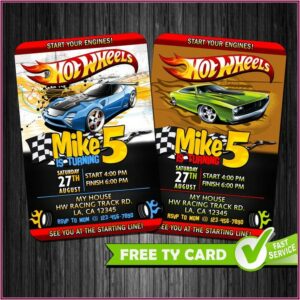 Hot Wheels Birthday Invitation Cards