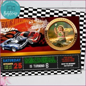 Hot Wheels Birthday Invitation With Photo