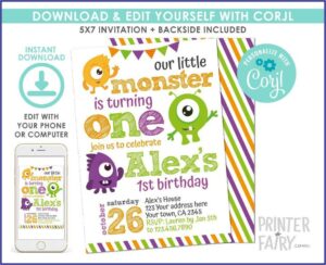 Little Monster First Birthday Invitations