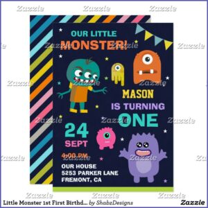 Little Monster First Birthday Party Invitations