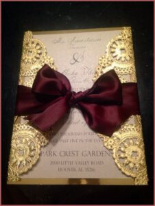 Maroon And Gold Wedding Invitations