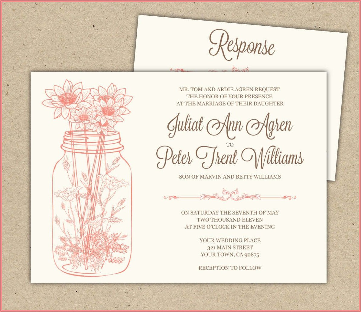 Mason Jar Wedding Invitations Template