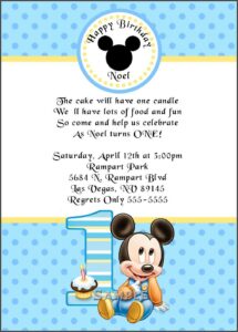 Mickey Mouse 1st Birthday Invitations Personalized