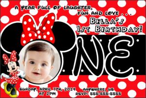 Minnie Mouse 1st Birthday Invitations Red