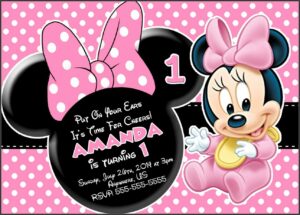 Minnie Mouse 1st Birthday Invitations Templates