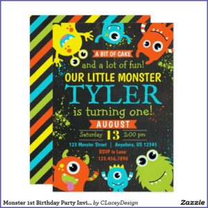 Monster 1st Birthday Party Invitation