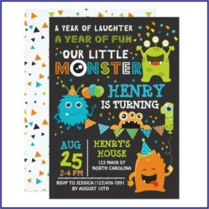 Monster First Birthday Invitations