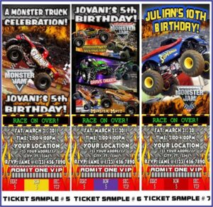 Monster Jam Truck Birthday Invitations