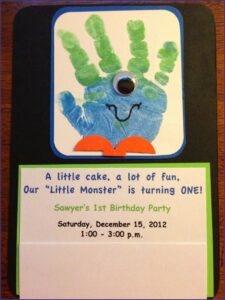 Monster Themed 1st Birthday Invitations