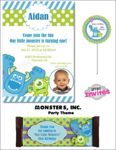 Monsters Inc 1st Birthday Invitations
