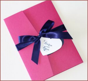 Navy Blue And Hot Pink Wedding Invitations