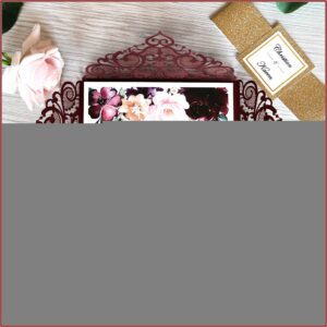 Navy Blue Burgundy And Gold Wedding Invitations