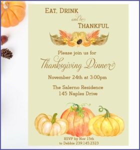 Office Thanksgiving Potluck Invitation Wording Samples