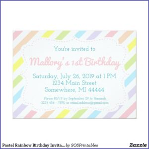 Pastel Rainbow Birthday Invitations