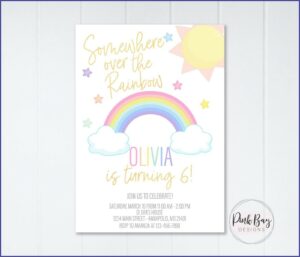 Pastel Rainbow Birthday Party Invitation